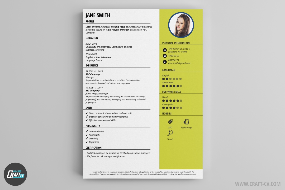 cv template snap