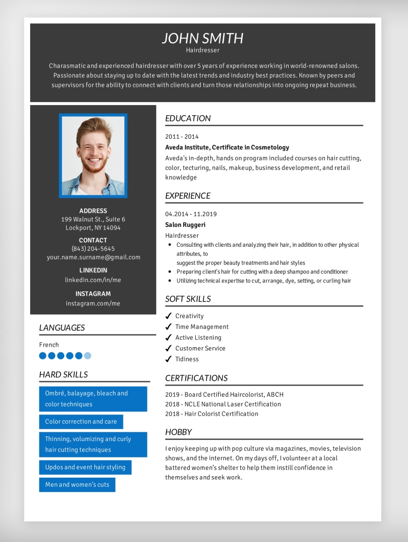 resume sample interests