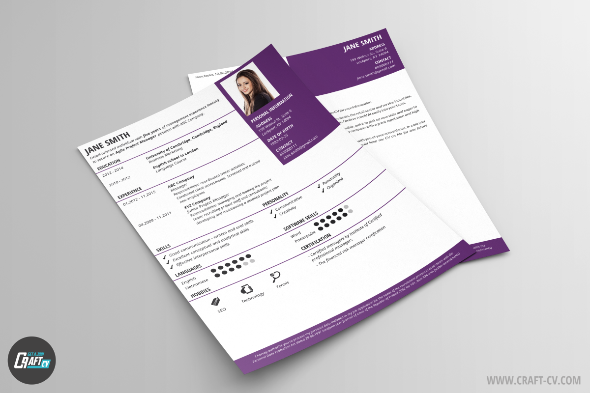 CV Resume Template Pandora